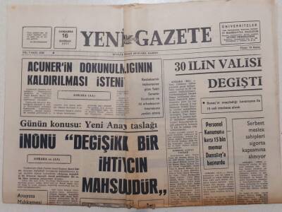Yeni Gazete - 16 Haziran 1971 - Ekrem Acunerin Dokunulmazlığının Kaldırılması İsteniyor GZ111841 - 1