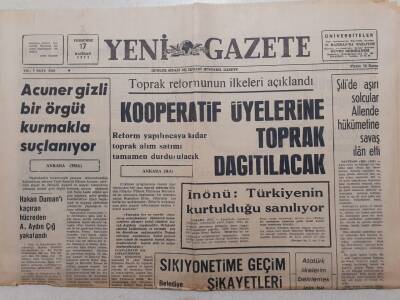 Yeni Gazete - 17 Haziran 1971 - Kooperatif Üyelerine Toprak Dağıtılacak GZ111842 - 1