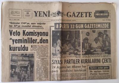 Yeni Gazete 18 Ağustos 1969 - Solcular CHPye ,Aşırı Sağcılar İse APye Musallat Olmuştur GZ11538 - 1