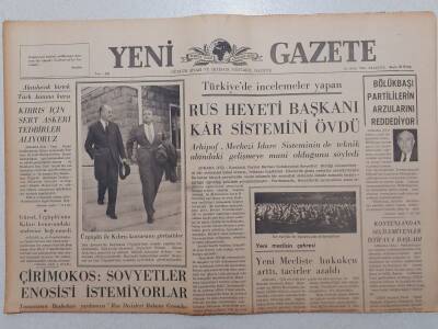 Yeni Gazete - 18 Ekim 1965 - Rus Heyeti Kar Sistemini Övdü GZ111871 - 1