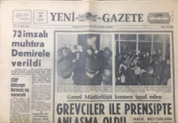 Yeni Gazete 18 Ocak 1970 - 73 İmzalı Muhtıra Demirele Verildi - GZ12331 - 2