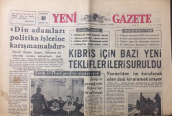 Yeni Gazete 18 Şubat 1967 - Kıbrıs İçin Bazı Yeni Teklifler İleri Suruldu - GZ12343 - 2