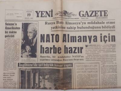 Yeni Gazete - 19 Eylül 1968 - NATO Almanya İçin Harbe Hazır GZ111909 - 1