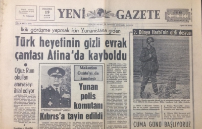 Yeni Gazete 19 Kasım 1969- Türk Heyetinin Gizli Evrak Çantası Atinada Kayboldu - GZ12308 - 1