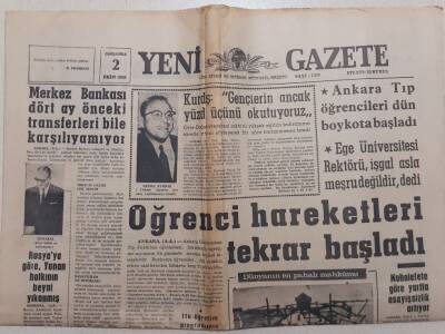 Yeni Gazete - 2 Ekim 1968 - Öğrenci Hareketleri Tekrar Başladı GZ112009 - 1