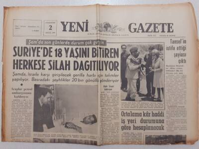 Yeni Gazete - 2 Eylül 1967 - Suriyede 18 Yaşını Bitirene Silah Dağıtılıyor GZ111973 - 1