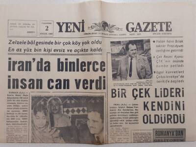 Yeni Gazete - 2 Eylül 1968 - İranda Binlerce İnsan Can Verdi GZ112005 - 1