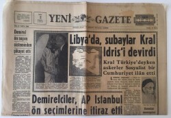Yeni Gazete 2 Eylül 1969 - Libyada Subaylar Kral İdrisi Devirdi GZ11541 - 2