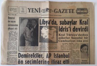 Yeni Gazete 2 Eylül 1969 - Libyada Subaylar Kral İdrisi Devirdi GZ11541 - 2