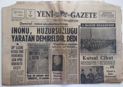 Yeni Gazete 2 Mayıs 1969-Demirel -İnönü Söz Düellosu Kızıştı GZ6179 - 1