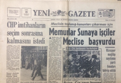 Yeni Gazete 20 Haziran 1969 - CHP İmtihanların Seçim Sonrasına Kalmasını İstedi - GZ12317 - 1