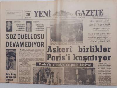 Yeni Gazete - 20 Mayıs 1968 - Askeri Birlikler Parisi Kuşatıyor GZ111927 - 1
