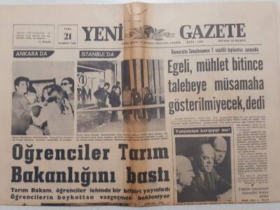 Yeni Gazete - 21 Haziran 1968 - Öğrenciler Tarım Bakanlığını Bastı GZ112068 - 1