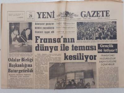 Yeni Gazete - 21 Mayıs 1968 - Fransanın Dünya İle Teması Kesiliyor GZ111925 - 1