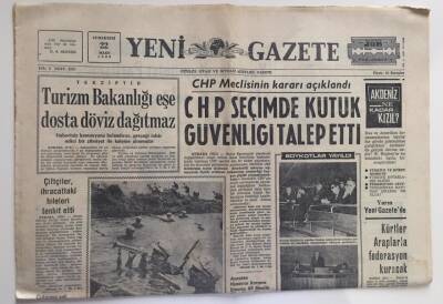 Yeni Gazete 22 Mart 1969-CHP Seçimde Kütük Güvenliği Talep Etti GZ6330 - 1