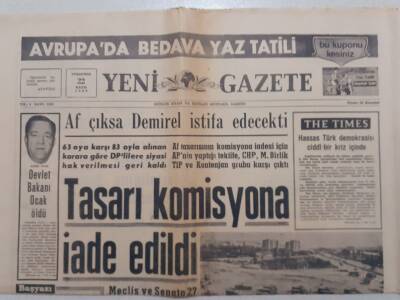 Yeni Gazete - 22 Mayıs 1969 - Tasarı Komisyona İade Edildi GZ112047 - 1