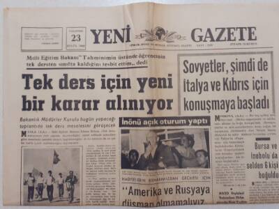 Yeni Gazete - 23 Eylül 1968 - Sovyetler Şimdi de İtalya Ve Kıbrısı Konuşmaya Başladı GZ111921 - 1
