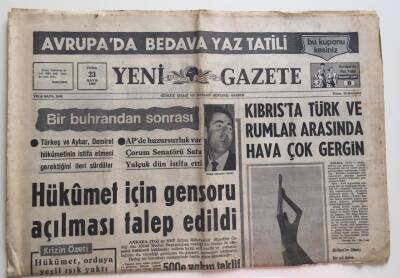 Yeni Gazete 23 Mayıs 1969 -Hükümet Orduya Yeşil Işık Yaktı GZ6467 - 1