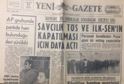 Yeni Gazete 24 Aralık 1969 - Savcılık TÖS Ve İLK-SENin Kapatılması İçin Dava Açtı - GZ12293 - 2