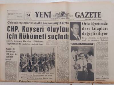 Yeni Gazete - 24 Eylül 1967 - CHP Kayseri Olayları İçin Hükümeti Suçladı GZ111951 - 1