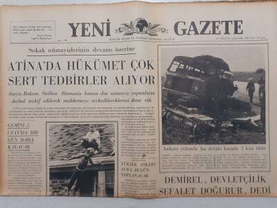 Yeni Gazete - 25 Ağustos 1965 - Atinada Hükümet Çok Sert Tedbirler Alıyor GZ111854 - 1