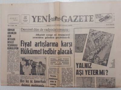 Yeni Gazete - 25 Ağustos 1970 - Bulgaristan Tek Aşı İle Geçişe İzin Verecek GZ111930 - 1