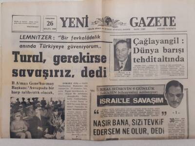 Yeni Gazete - 26 Eylül 1968 - Tural Gerekirse Savaşırız GZ112015 - 1
