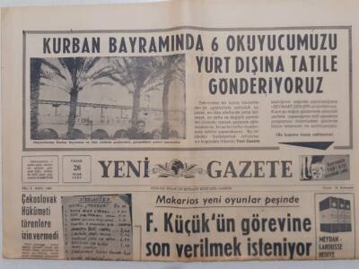 Yeni Gazete - 26 Ocak 1969 - Makarios Yeni Oyunlar Peşinde F. Küçükün Görevine Son Verilmek İsteniyor GZ111840 - 1