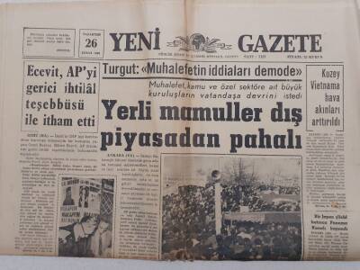 Yeni Gazete - 26 Şubat 1968 - Yerli Mamuller Dış Piyasadan Pahalı GZ111997 - 1