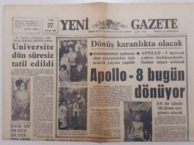 Yeni Gazete - 27 Aralık 1968 - Pakistan İhtilalin Eşiğinde - Apollo-8 Bugün Dönüyor GZ111846 - 1
