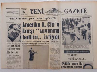 Yeni Gazete - 27 Eylül 1967 - Amerika Kuzey Çine Karşı Savunma Tedbiri İstiyor GZ111948 - 1