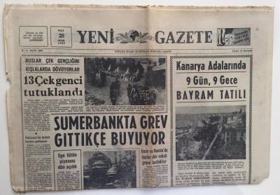 Yeni Gazete 28 Ocak 1969 - Sümerbankta Grev Gittikçe Büyüyor GZ6309 - 2