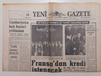 Yeni Gazete - 29 Ekim 1968 - De Gaulle İstanbulun Tarihi Yerlerini Gezdi GZ112031 - 1