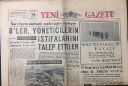 Yeni Gazete 29 Mart 1967 - 8ler Yöneticilerin İstifalarını Talep Ettiler - GZ12348 - 2