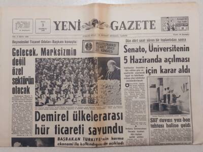 Yeni Gazete - 3 Haziran 1969 - Demirel Ülkeler Arası Hür Ticareti Savundu GZ112042 - 1