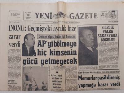 Yeni Gazete - 30 Haziran 1969 - Bilecik Valisi Sakaryada Boğuldu GZ112067 - 1