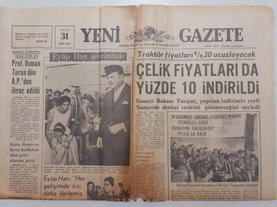Yeni Gazete - 31 Ekim 1967 - Prof.Osman Turan İhraç Edildi GZ111975 - 1