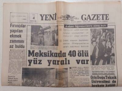 Yeni Gazete - 4 Ekim 1968 - Meksikada 40 Ölü 100 Yaralı Var GZ112011 - 1