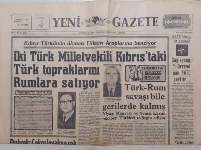 Yeni Gazete - 4 Nisan 1969 - İki Türk Milletvekili Kıbrıstaki Türk Topraklarını Rumlara Satıyor GZ111819 - 1