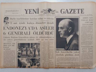 Yeni Gazete - 5 Ekim 1965 - Endonezyada Asiler 6 Generali Öldürdü GZ111882 - 1