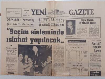 Yeni Gazete - 5 Haziran 1968 - Seçim Sisteminde Islahat Yapılacak GZ111934 - 1