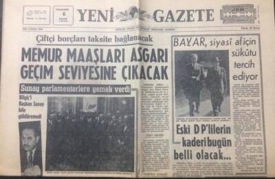 Yeni Gazete 6 Kasım 1969 - Bayar Siyasi Af İçin Sükutu Tercih Ediyor - GZ12424 - 2