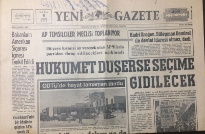 Yeni Gazete 6 Şubat 1970 - Hükümet Düşerse Seçime Gidilecek - GZ12333 - 2