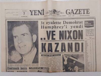 Yeni Gazete - 7 Kasım 1968 - Ve Nixon Kazandı GZ112027 - 1