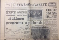 Yeni Gazete 7 Kasım 1969 - Hükümet Programı Açıklandı - GZ12425 - 1