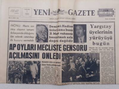 Yeni Gazete - 7 Mayıs 1969 - Yargıtay Üyelerinin Yürüyüşü Bugün GZ111999 - 1