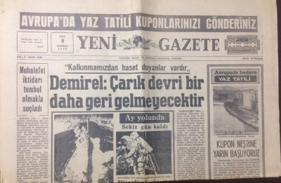 Yeni Gazete 8 Temmuz 1969 - İncirlik Üssünün Şimdiki Statüsü Değiştirilecek - GZ12298 - 2