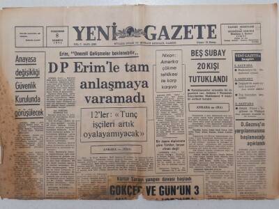 Yeni Gazete - 8 Temmuz 1971 - DP Erimle Tam Anlaşmaya Varamadı GZ111821 - 1