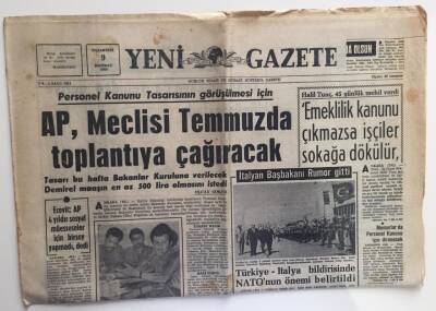 Yeni Gazete 9 Haziran 1969 - Memurlarda Personel Kanunu İçin Direnecek GZ6326 - 1
