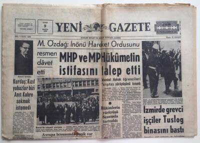 Yeni Gazete 9 Mayıs 1969 -İzmir de Grevci İşçiler Tusloğ Binasını Bastı GZ6278 - 2